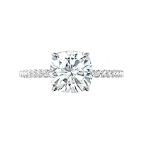 SPEC GOLD 3.50 CT Cushion Moissanite Engagement Ring Wedding Bridal Ring Sets Solitaire Halo Style 10K 14K 18K Solid Gold Sterling Silver Anniversary Promise Ring Gift