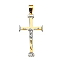 Product Name–14K 2Tone Crucifix Cross Pendant | 14K Two Tone Gold Christian Jewelry Jesus Pendant Locket For Men Women | 42 mm x 20 mm Gold Chain Pendants | Weight 3.2 grams
