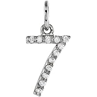 14k White Gold Sport game Number 7/.05 Carat Polished Diamond Charm/Pendant Necklace Jewelry for Women
