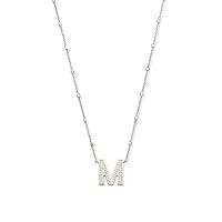 Kendra Scott Letters A-Z Pendant Necklace for Women, Fashion Jewelry, Rhodium-Plated Brass