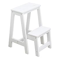 Step Stool,2 in 1 Lightweight Folding Portable Multifunctionalfolding Step Stool,Deformable 2-Step Ladder Chair Indoor Ladder Solid Wood Dual-Use Ladder Stool Ascending Stairs for Home Kitchen