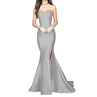 Women's Mermaid High Slit Backless Long Prom Gowns