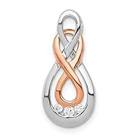 14k White and Rose Gold Diamond Double Infinity Chain Slide Pendant Fine Jewelry For Women Gifts For Her