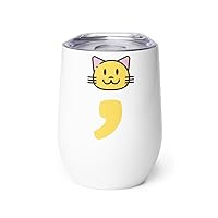Wine Tumbler 12oz Stainless Steel Semicolon Kitten Enthusiast Uplifting Graphic | Cute Disorders Awareness 3