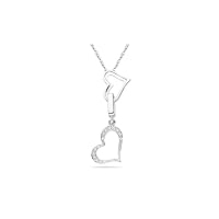 0.10-0.14 Cts SI2 - I1 clarity and H-I color Diamond Heart-n-Heart Pendant in 18K White Gold