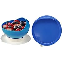 Ableware Scooper Bowl and Scooper Plate with Suction Cup Base, Blue