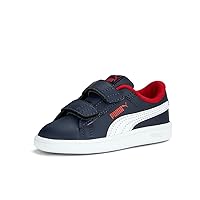 PUMA Kids Smash Hook and Loop Sneaker, Blue White-for All Time Red, 9 US Unisex Toddler