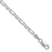 925 Sterling Silver Sparkle Cut 4mm 3 Short Plus 1 Long Cable Link Chain Bracelet Jewelry Gifts for Women - Length Options: 7 8