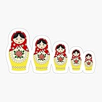 Red Russian Matryoshka Nesting Dolls Sticker Decal Vinyl - Peel and Stick to Any Smooth Surface