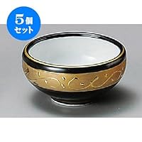 Set of 5, Small Black Glazed Gold Sai Maru Delicacy [3.5 x 2.2 inches (88 x 55 mm), Japanese Tableware, Restaurant, Commercial Use
