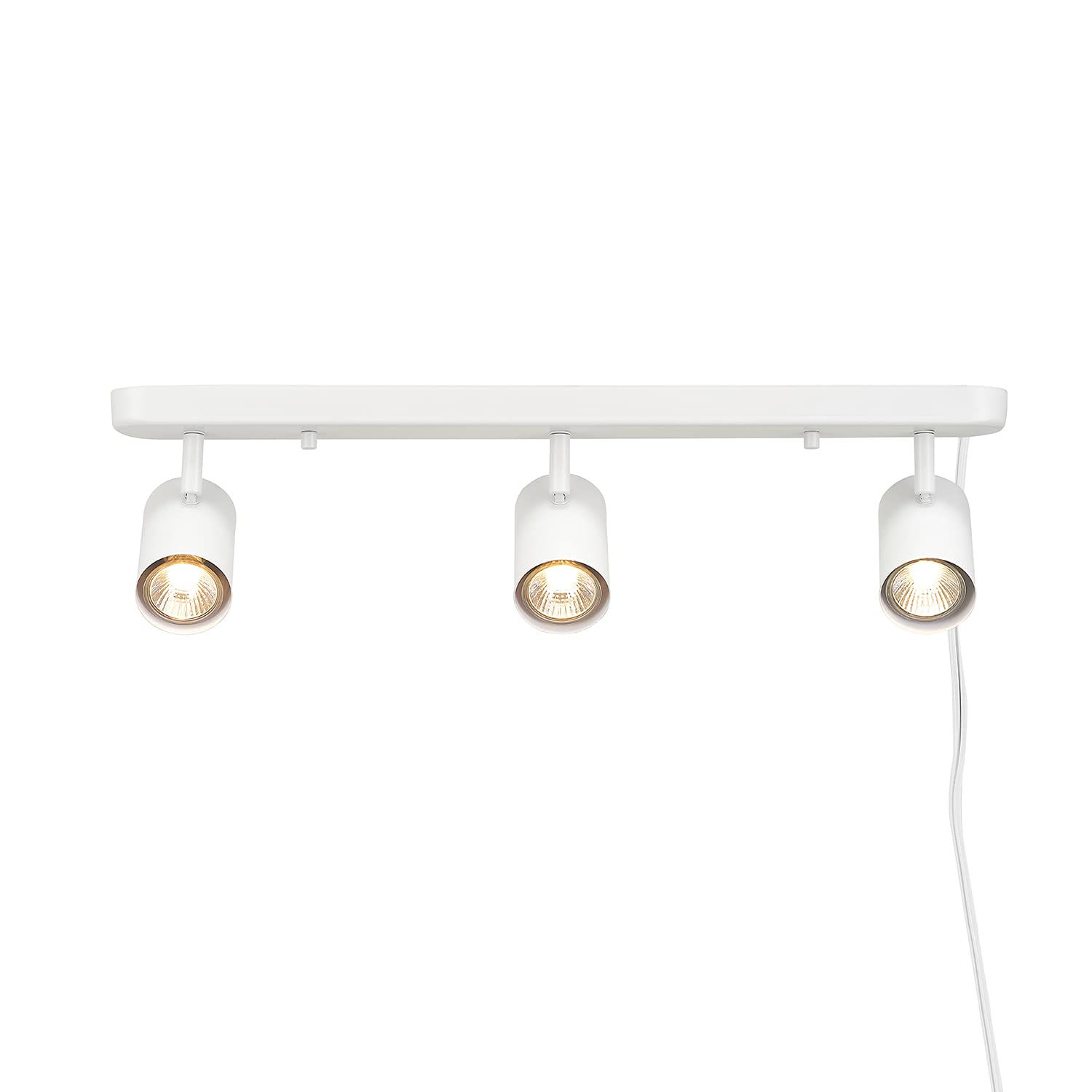 Globe Electric 60024 3-Light Plug-in Track Lighting, Matte White, 15 Foot Cord, in-Line On/Off Rocker Switch, Track Ceiling Light, Track Lighting Kit, Ceiling Light Fixture, Home Improvement