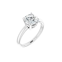 Lab-Grown Round-Shaped Diamond Sterling Silver Tarnish Resistant 4-Prong Basket Setting Classic Solitaire Engagement Ring