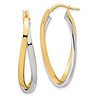 14k Two Tone Gold Oval Shape Double Hoop Earrings Fine Jewelry For Women Gifts For Her