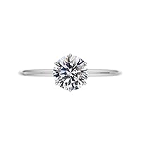 Siyaa Gems 3 CT Round Diamond Moissanite Engagement Rings Wedding Ring Band Solitaire Halo Hidden Prong Silver Jewelry Anniversary Promise Rings