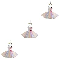 BESTOYARD 3pcs Tutu Skirt for Girls Rainbow Dress for Girl Ballet Skirt for Kids Dacing Skirt for Girls Rainbow Girls Dress Rainbow Dress and Headwear Headgear Girl Child White Dropshipping