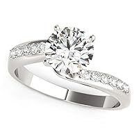 14k White Gold Bypass Round Pronged Diamond Engagement Ring 1 5/8 cttw