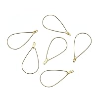Adabele 50pcs Raw Brass Teardrop Beading Hoop Link Connector Component No Plated/Coated for Earrings Jewelry Making CX130-1