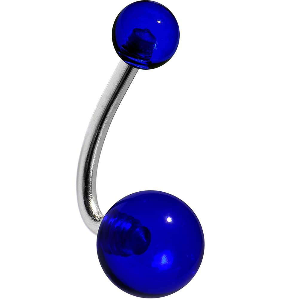 Body Candy Stainless Steel Ocean Blue Acrylic JBar Belly Ring