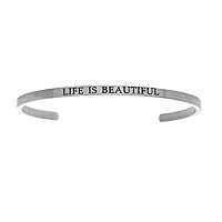Intuitions Stainless Steel life Is Beautiful Cuff Bangle