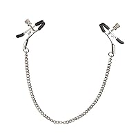 Nipple Clip Clamps Minimalist Chain Style, Adjustable Weight Metal Nipple Clamps for Men Women, Non-Piercing Metal Stimulator Nipple Clips Adult Toys (Black)
