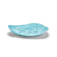 Two's Company Tozai 15 inches Archipelago Aqua Marbleized Organic Shaped Platter