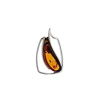 Pendant with Cognac Color Amber Stone in Sterling Silver