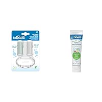 Dr. Brown's Silicone Finger Toothbrush for Baby with Travel-Storage Case, 3m+, Gray and Light Green & Fluoride-Free Baby Toothpaste,Infant & Toddler Oral Care,Mixed Fruit,1-Pack,1.4oz/40g