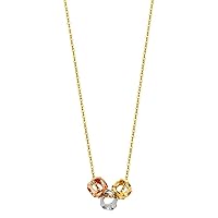 14K 3C Perforated Ball Necklace - 17+1