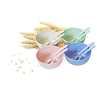 Cereal Bowls-26OZ Unbreakable Wheat straw Bowls-Lightweight Eco Friendly Pack Of 4 Microwavable Bowls set-Dishwasher Safe Kitchen Ramen Bowls For Cereal, Rice and Soup