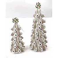 Regency International LED Battery/Timer Clay Dough Sweets Tree 6.5-9 inch, Set of 2, Red/White/Green, Christmas Decor