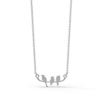 925 Sterling Silver Three Lovely Bird Pendant Jewelry For Women Animal Lover Charm Necklace