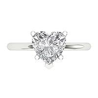 14k White Gold 1.97cttw Classic Heart Cut Solitaire Moissanite Proposal Designer 5-Prong Ring Anniversary Bridal Wedding by