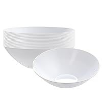 Moderna 16 Ounce Plastic Bowls, 20 Durable Disposable Salad Bowls - Gold-rimmed, Heavy-duty, White Plastic Fancy Bowls, For Warm And Cold Foods, Ideal For Restaurants - Restaurantware