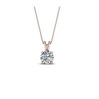 Women's 0.5 ct Round Simulated Diamond Pendant Necklace 14k Rose Gold Plated