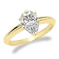 1 Carat Laser Inscribed IGI Certified Pear Cut Lab Grown Diamond 14K Solitaire Engagement Ring (F Color, VS1)