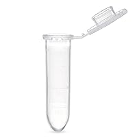 111568 Polypropylene Graduated Microcentrifuge Tube with Snap Cap, Round Bottom, Natural, 2mL Capacity, Pack of 1000