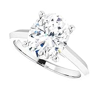 JEWELERYIUM 3 CT Oval Colorless Moissanite Engagement Ring, Wedding Bridal Ring, Eternity Sterling Silver Solid Diamond Solitaire Prong Anniversary Promise Ring
