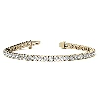 3MM Round Cut Brilliant Moissanite (VVS1 Clarity D Color) Tennis Bracelet 4 Inch To 8 Inch Hip Hop Jewelry 925 Silver Gold Jewelry For Women Classic Bracelets for Women