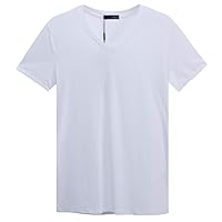 Men's T-Shirt Top V-Neck Short-Sleeved T-Shirt Men's Fashion Fitness Hot T-Shirt, Solid Color Top