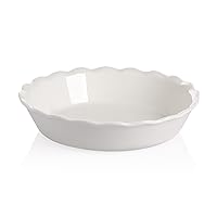 Sweejar Ceramic Pie Pan for Baking, 10 Inches Round Baking Dish for Dinner, Non-Stick Pie Plate with Soft Wave Edge for Apple Pie, Pumpkin Pie, Pot Pies (White) Sweejar Ceramic Pie Pan for Baking, 10 Inches Round Baking Dish for Dinner, Non-Stick Pie Plate with Soft Wave Edge for Apple Pie, Pumpkin Pie, Pot Pies (White)