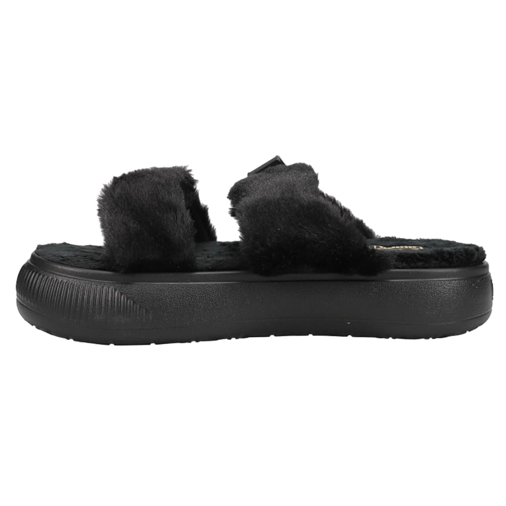 PUMA Womens Suede Mayu Fur Platform Athletic Sandals Casual - Black