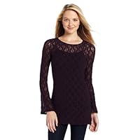 Women's Stretch Lace Bell Sleeve Tunic Lined