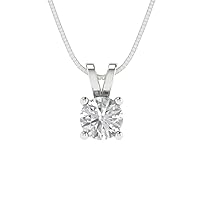 0.5 ct Brilliant Round Cut Solitaire Genuine VVS1 Clear Simulated Diamond 18k White Gold Pendant Necklace with 16