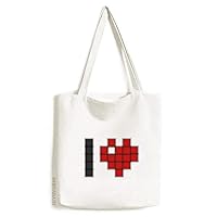 I Love Valentine's Pixel Art Deco Gift Fashion Tote Canvas Bag Shopping Satchel Casual Handbag