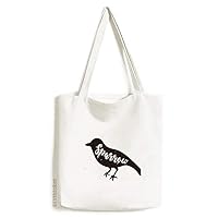 Sparrow Black And White Animal Tote Canvas Bag Shopping Satchel Casual Handbag
