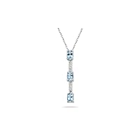 0.16 Cts Diamond and 1.38 Cts Aquamarine Pendant in 14K White Gold