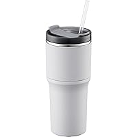 LocknLock Metro Tumbler Stainless Steel Double Wall Insulated with Non-slip grip, Lid, 22 oz, Off-white