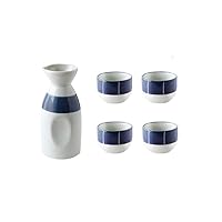 Japanese Sake Set Sake Cup Set Traditional Outline in Gold Design Porcelain Pottery Ceramic Wine Glasses A18