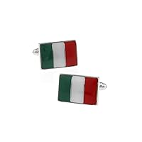 Italian Flag Italy Red White Green Pair Cufflinks in a Presentation Gift Box & Polishing Cloth