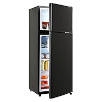 Compact Refrigerator, Double Door Mini Fridge, 7-LEVEL Refrigerator with Freezer, 3.5 Cu Ft, For Home, Office, Dorm, Garage or RV(Black)